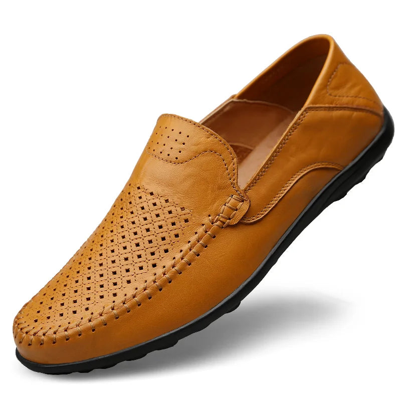 Genuine Leather Mens Shoes Casual Luxury Brand Soft Men Loafers Moccasins Breathable Slip on Male Boat Shoes Plus Size 37-47