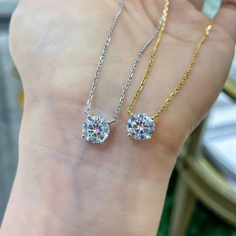 Luxury 1/2/3/5CT Real D Color Moissanite Pendant Necklace For Women Men 925 Silver Plated 18K Bridal Neck Fine Jewelry Gift