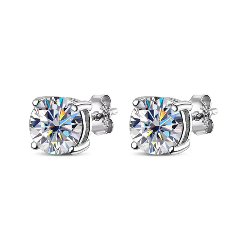 D Color Moissanite Earring S925 Sterling Sliver Plated with 18k White Gold Earring for Women Man Sparkling Fine Jewelry
