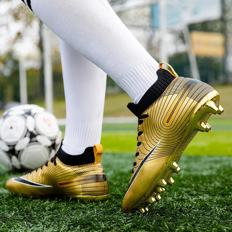 Professional Men Ankle Football Boots Outdoor Grass Cleats Unisex Soccer Shoes Long Spikes Tf Football Shoes Chuteira Society