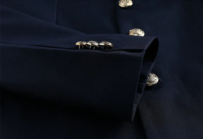 2026 New Men's Stand Collar Long Sleeve Suit Jacket, Asian Size Chinese-Style Slim-Fit Blazer in Dark Blue/Red/Grey/Black/White