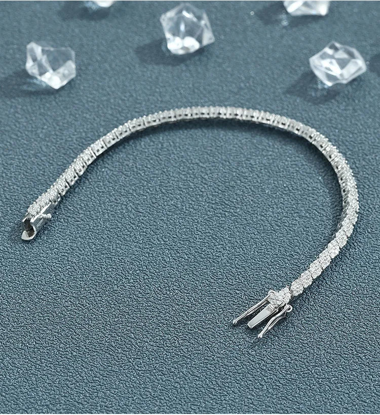 2025 New In Rhombus Shape Full 1.2mm D Color Moissanite Tennis Bracelet For Women 925 Silver Diamond Link Chain Bracelets