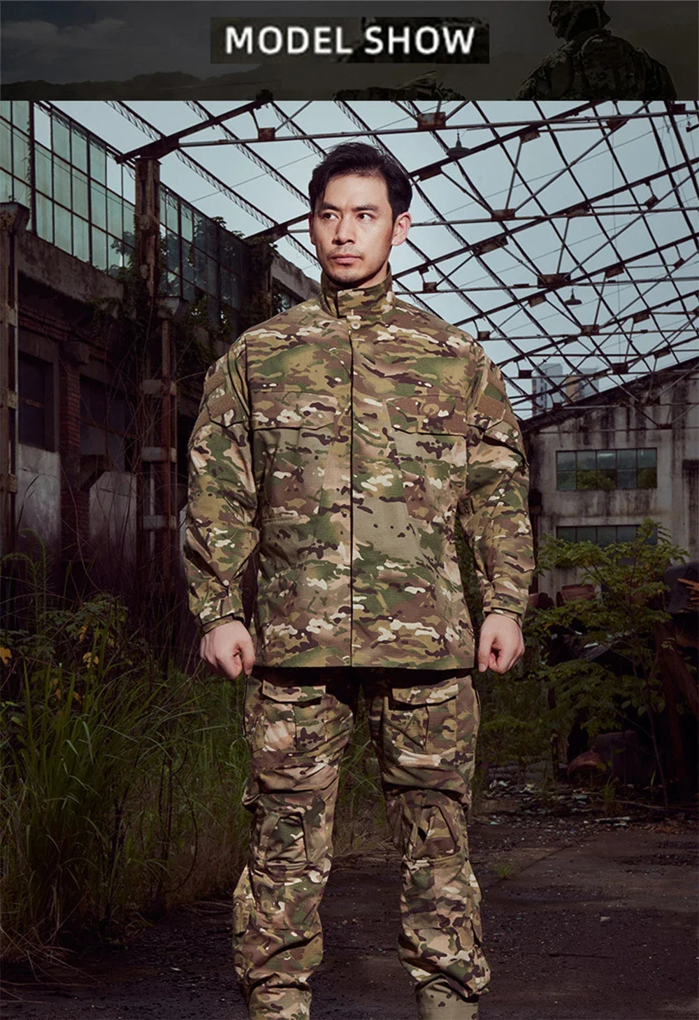 Men's Field Camouflage Clothing Tactical Combat Training Uniform Outdoor Hunting Camping Camo Long Sleeved Windbreaker Coat