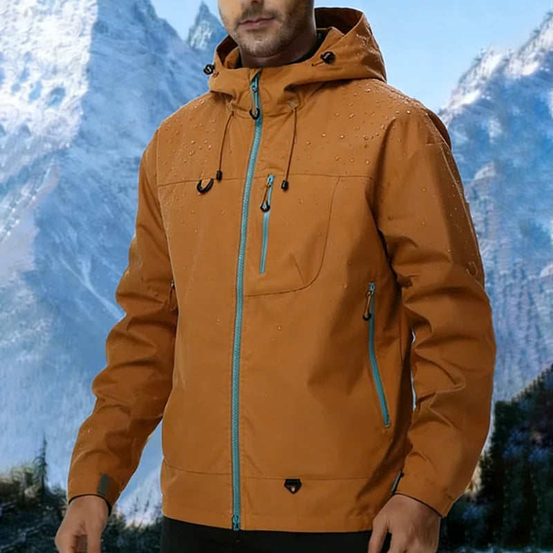 Men's Outdoor Jacket Waterproof Windbreaker Sports Climbing Trekking Multiple Pockets Skiing Softshell Zipper Hooded Jackets