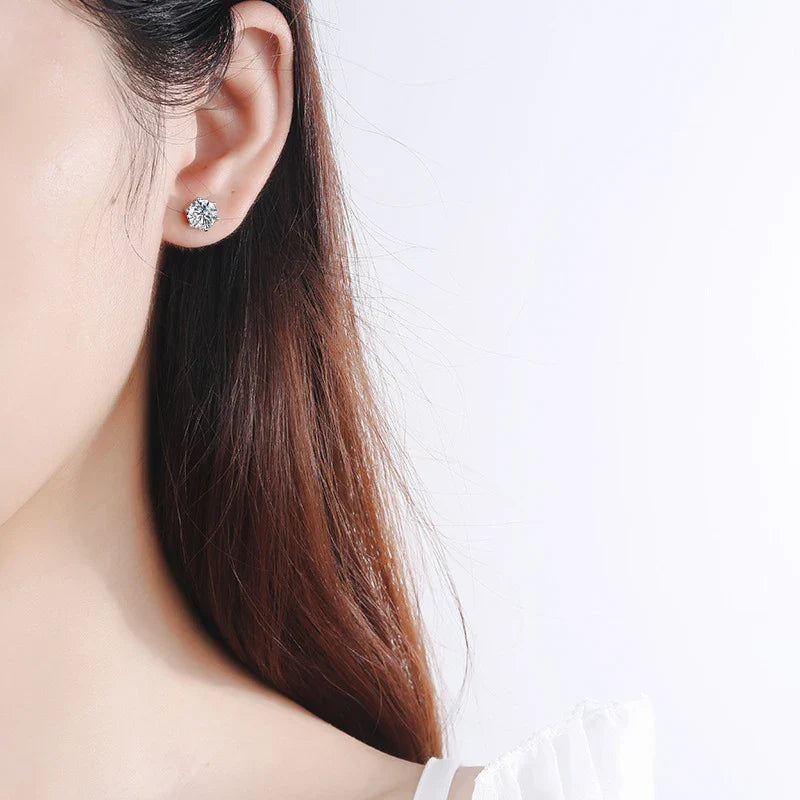 0.1ct-3ct D Color Moissanite Stud Earrings Lab Diamond 925 Sterling Silver with Gold Plated Earring Wedding Party Jewelry