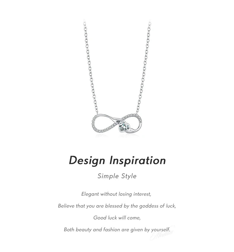 925 Sterling Silver Infinite Love Necklace Romantic Embrace Heart Pendant Link Chain For Women Anniversary Jewelry Gifts