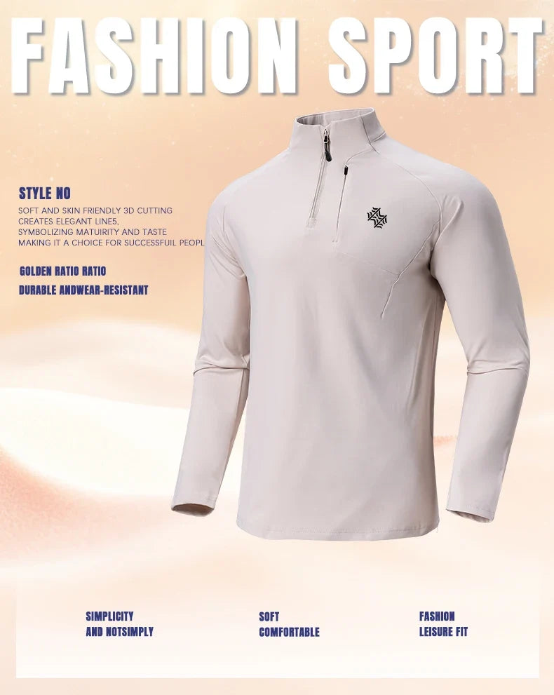 Autumn/Winter New Men's Outdoor Sports With a Base Shirt Running Skiing Mountaineering Fitness Sports Long Sleeve T-Shirt