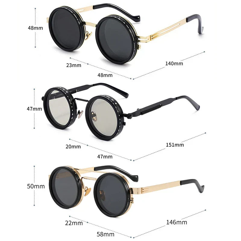 Metal Round Punk ND9-level Adjustable Dimming Sunglasses Women Polarized UV400 Fashion Men Outdoor Sun Glasses