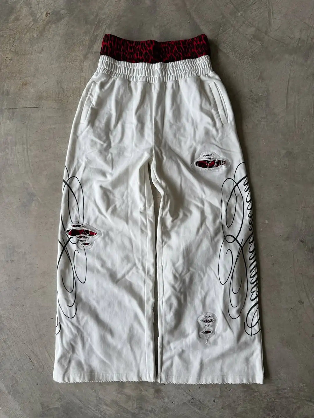 Double Toe Ripped Printed Trousers Functional Tactical Functional Men and Women Advanced Jogging Drawstring Casual Sports Pants
