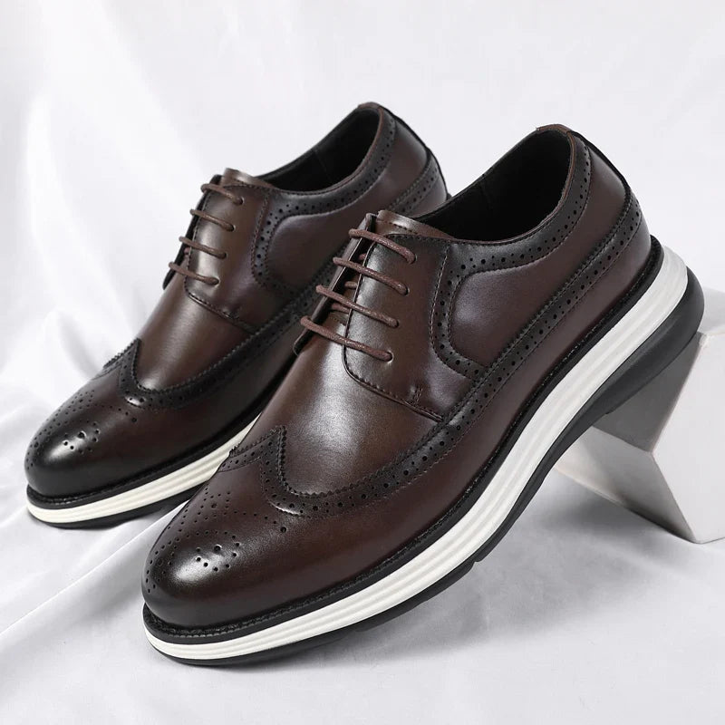 High End British Style Office Business Dress Shoes Men's Casual Leather Thick Soled Simple Walking Shoes Fashion Oxford Shoes