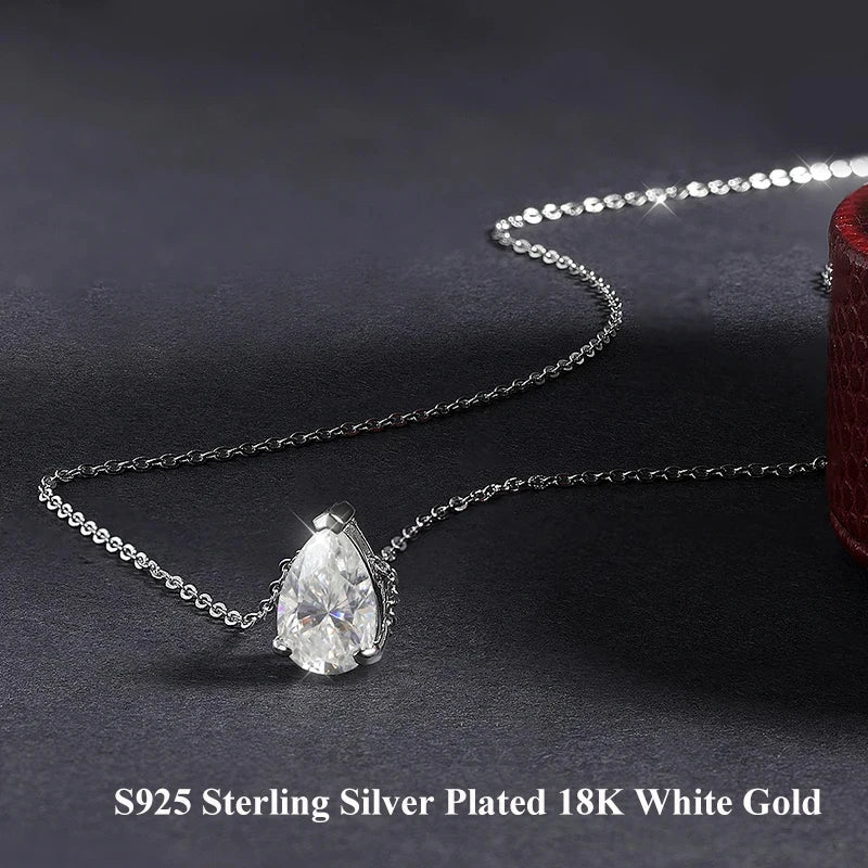 Pear Cut 1/1.5/3/4/5CT D Color Moissanite Pendant Necklace for Women Men 925 Silver Waterdrop Solitaire Diamond Neck Chain