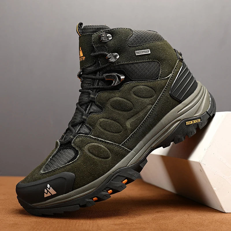 High-Top Men Hiking Boot Winter Outdoor Shoes Lace-Up Non-slip Sports Casual Trekking Boots Man Suede Warm Shoes