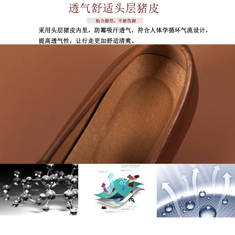Loafer Shoes For Men Genuine Leather Mens Shoes Driving Shoes Leisure Business Lazy Shoes Plus Size 37-47