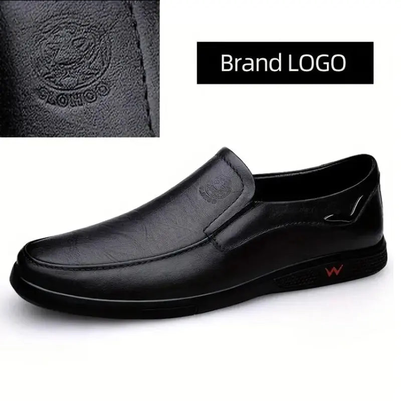 CLOHOO Men's Genuine Leather Loafers Outdoor Handmade Casual Slip On Shoes Comfortable Breathable Work Office Driving Sneakers