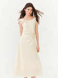 Summer Women's French Style Spaghetti Strap Slip Elegant Dress Waist-Cinching Maxi Coquette Effortless Style