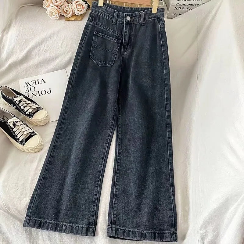 Women Denim Pants  Vintage Straight Trousers