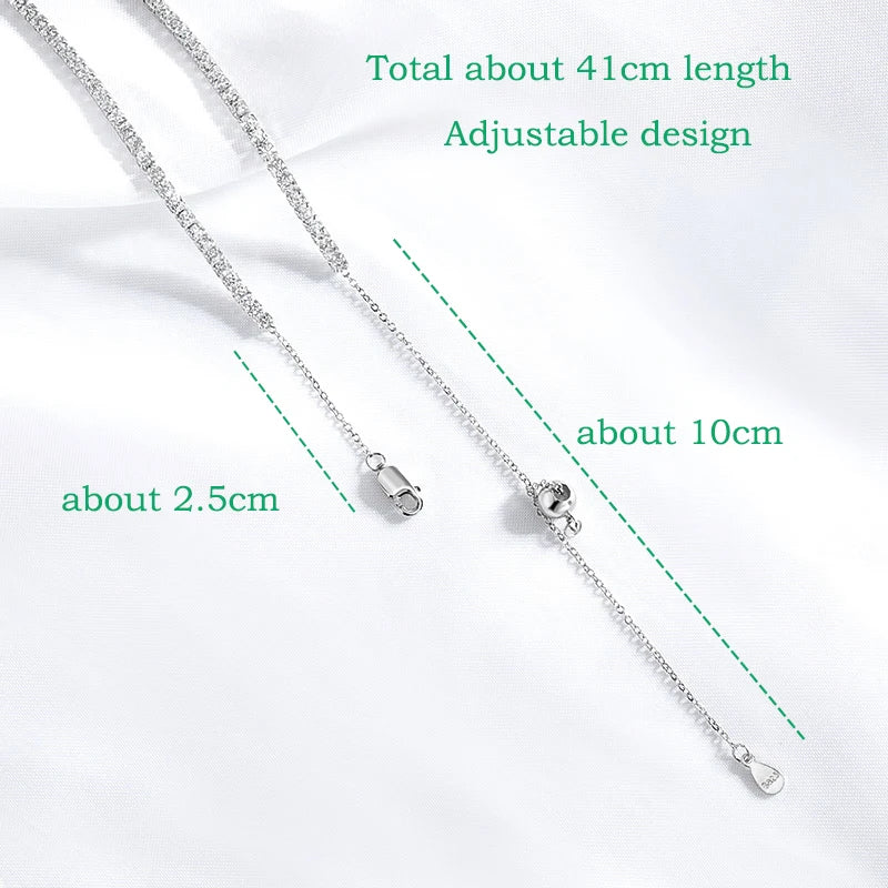 Each 2mm All Zircon/moissanite Tennis Necklace for Women Man Adjustable Choker Chain 100% 925 Sterling Silver Jewelry