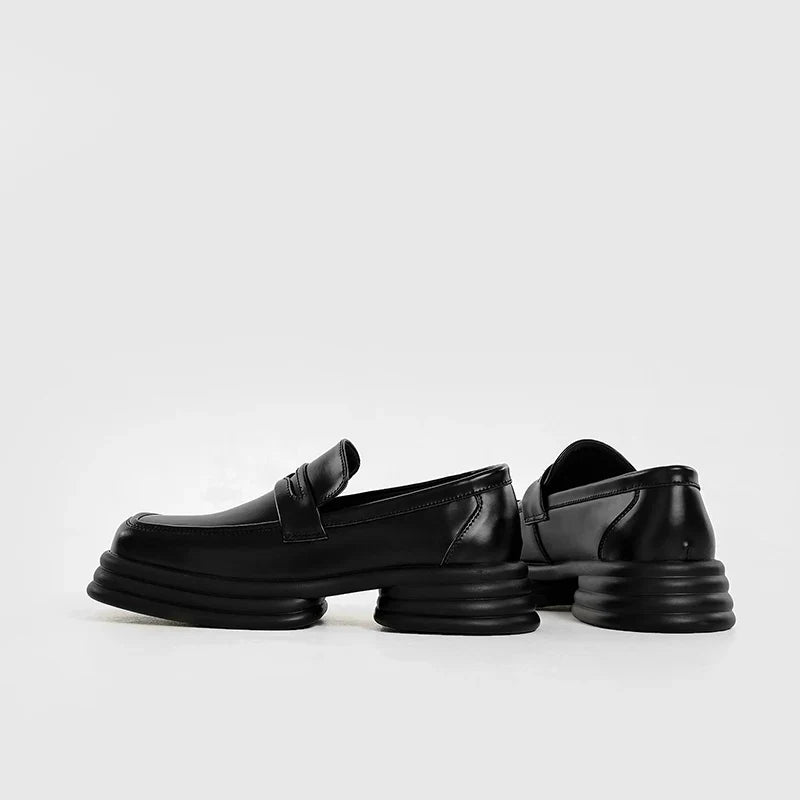 Men Zipper Patent Leather Increase Loafers Shoe Japan Korean Streetwear Fashion Thick Sole Platform Vintage Style Leather Shoes