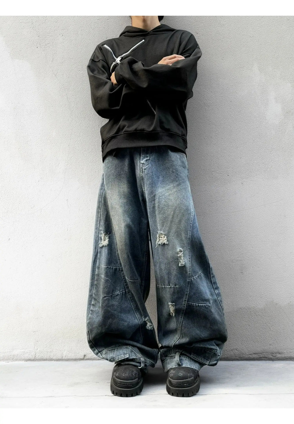 Autumn New Men's 98% Cotton Jeans American Y2k Streetwear Hole Patchwork Design Denim Pants Youth Straight Baggy Stretch Jeans