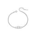 925 Sterling Silver Double Layer Link Chain Bracelet Shiny Square Emerald Cut Wedding Jewelry For Women Anniversary Gift