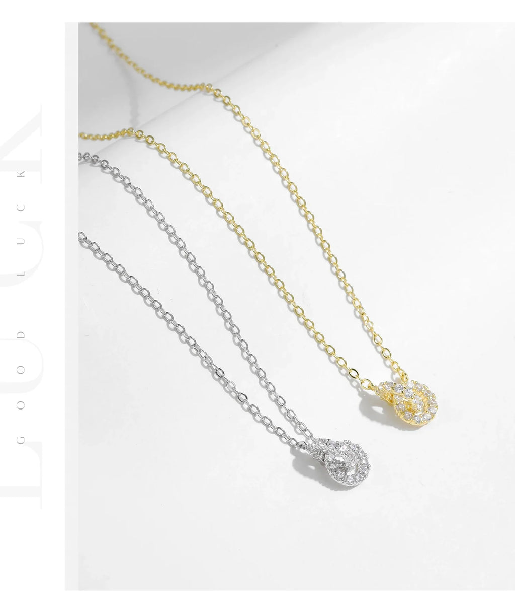 925 Sterling Silver Sparkling Circle Lock Fashion Pendant Necklaces Basic Daily Trendy Jewelry For Women Christmas Gifts