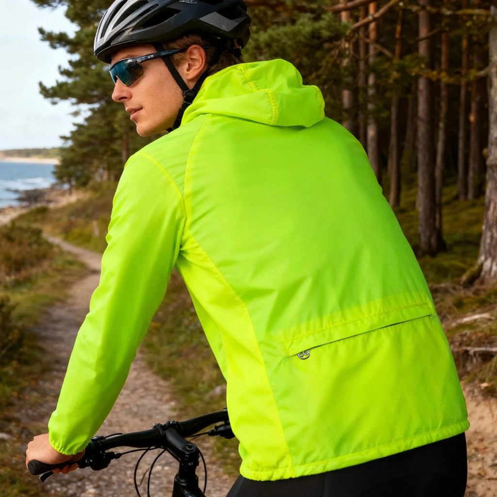 Spring Men Bike Windbreaker Water Repellent Half Zip Jacket Pullover Packable Windproof Hooded Cycling Jacket