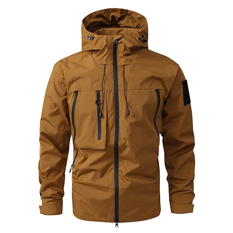 Men's Waterproof Running Jacket Caramel Women Windproof Windbreaker Hiking Camping Cycling Trekking Jogging Jackets