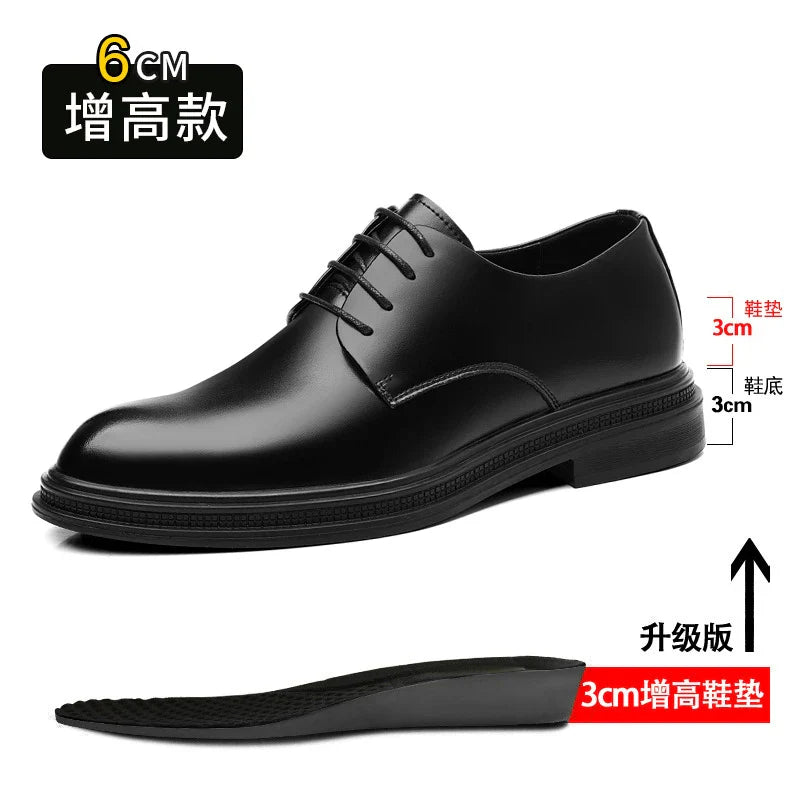Mens Black Leather Shoes Autumn British Style Formal Business Footwear Low Top Commute Style Dress Shoes For Suits