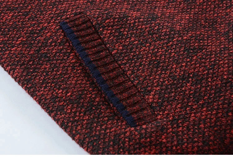 Men Plaid Cardigan V-neck Fleece Sweater Men's  Autumn Clothing Classic Cardigans Jacket Button Mens Knitting Outwear