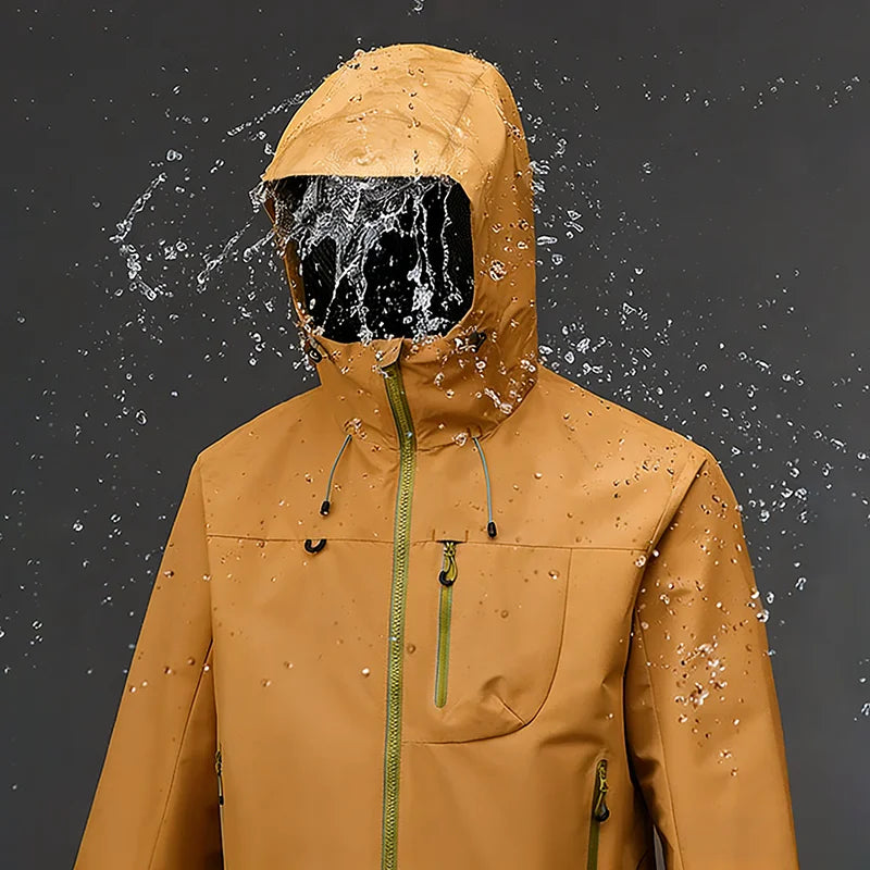 Men's Outdoor Jacket Waterproof Windbreaker Sports Climbing Trekking Multiple Pockets Skiing Softshell Zipper Hooded Jackets