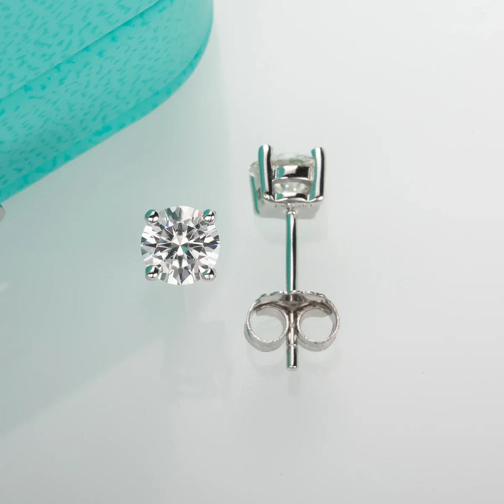 4mm D Color Moissanite Diamond Classic 925 Sterling Silver Stud Earring For Woman Fine Jewelry Wholesale