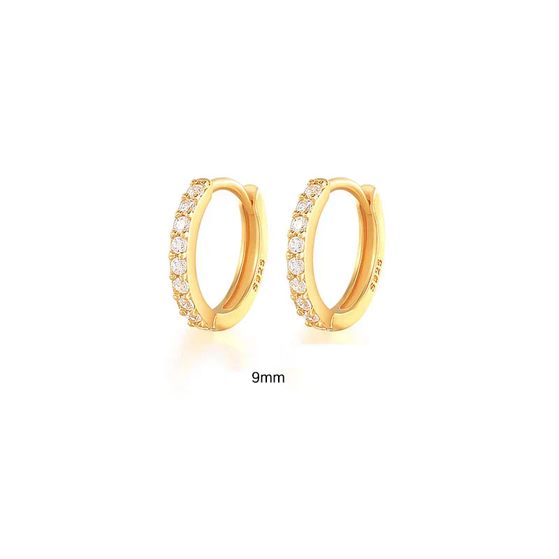 6/7/8/9 MM Cartilage Circle Earrings 925 Sterling Silver Bling CZ Huggie Hoop Earring for Women Piercing Buckle Wedding Jewelry
