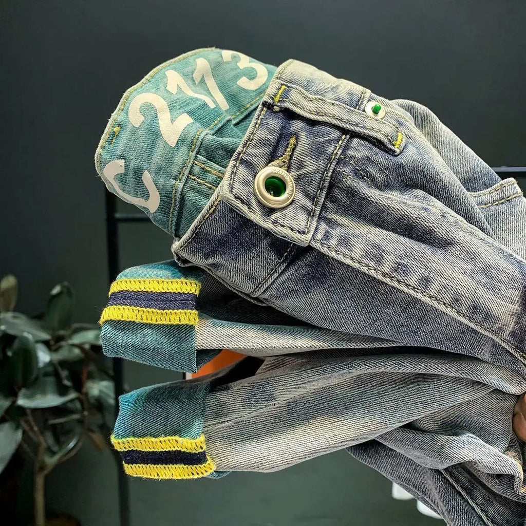 High-end 2023 Harajuku Designer Clothes Denim New Trousers Kpop Stretch Trendy Korean-style with Our Luxury Men's Casual Jeans
