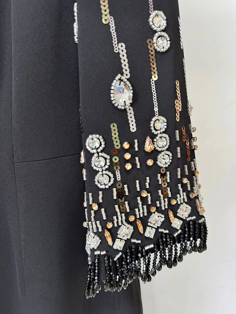 Newest Fashion 2026 S/S Designer Vestido Women's Half Sleeve Stunning Beaded  Long Maxi Dress