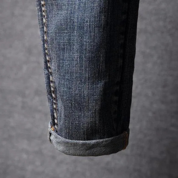 Spring and Autumn fashion trend printed straight-leg stretch denim jeans for men comfortable casual sports high-quality jeans