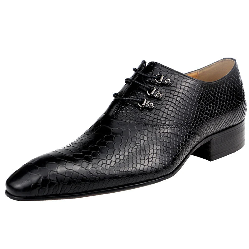 Men's Casual Dress Shoes Classic Oxfords Formal Modern Business Shoes Social Male Wedding Dress Sapato Loafer Serpentine Print