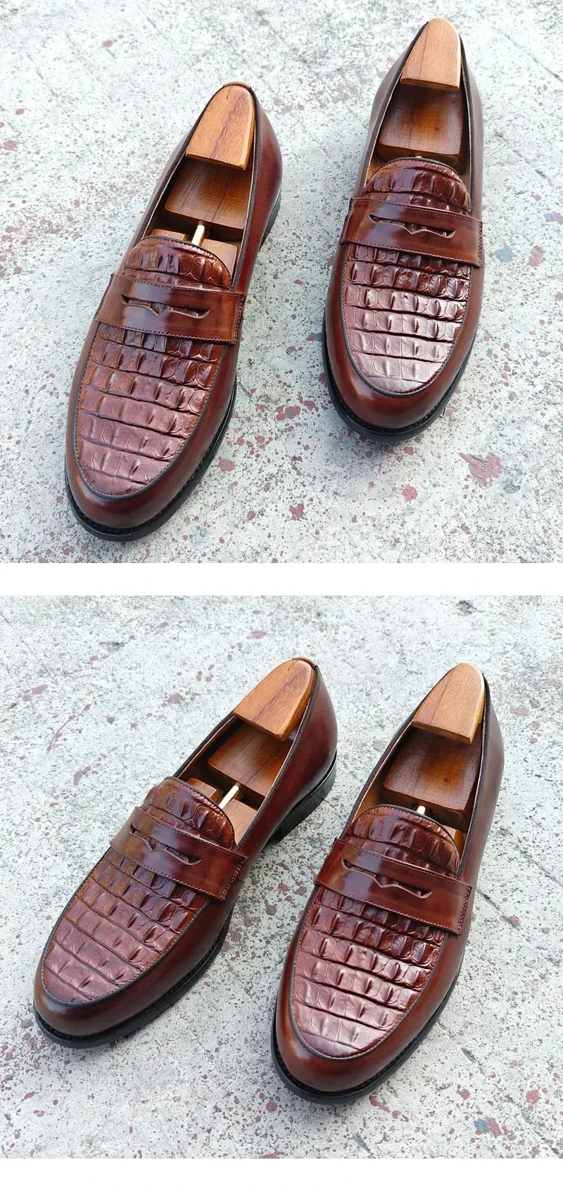 Men Loafers Slip-On Shoes Genuine Crocodile Print Leather Handmade Business Casual Driving Footwear Comfortable Loafers for Men