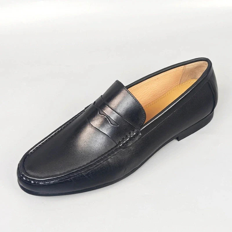 Classic Men Penny Loafers Genuine Leather Slip On Casual Formal Dress Shoes Mens Wedding Party Office Moccasins Shoes