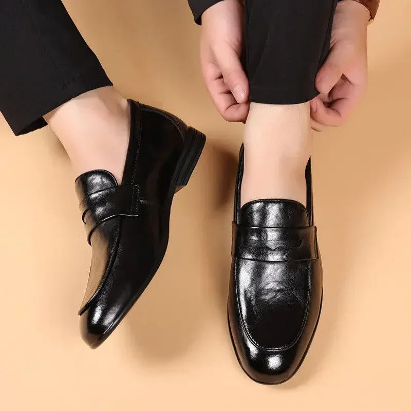 Brown Flat Leather Loafers Shoes for Men Fashion 2025 Classic Original Size Man Casual Shoe 45 Comfortable Shipping Free New In