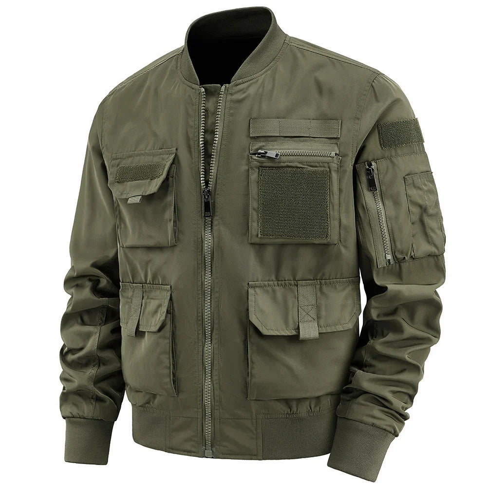 Spring And Autumn New Men's Jacket Solid Color Multi-Pocket Zipper Jacket Fashion Simple Casual Versatile Mening's Clothing