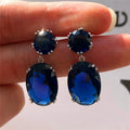 925 Sterling Silver Big Oval CZ Women Drop Earrings Elegant Female Accessories Brilliant Cubic Zirconia Earring Trendy Jewelry