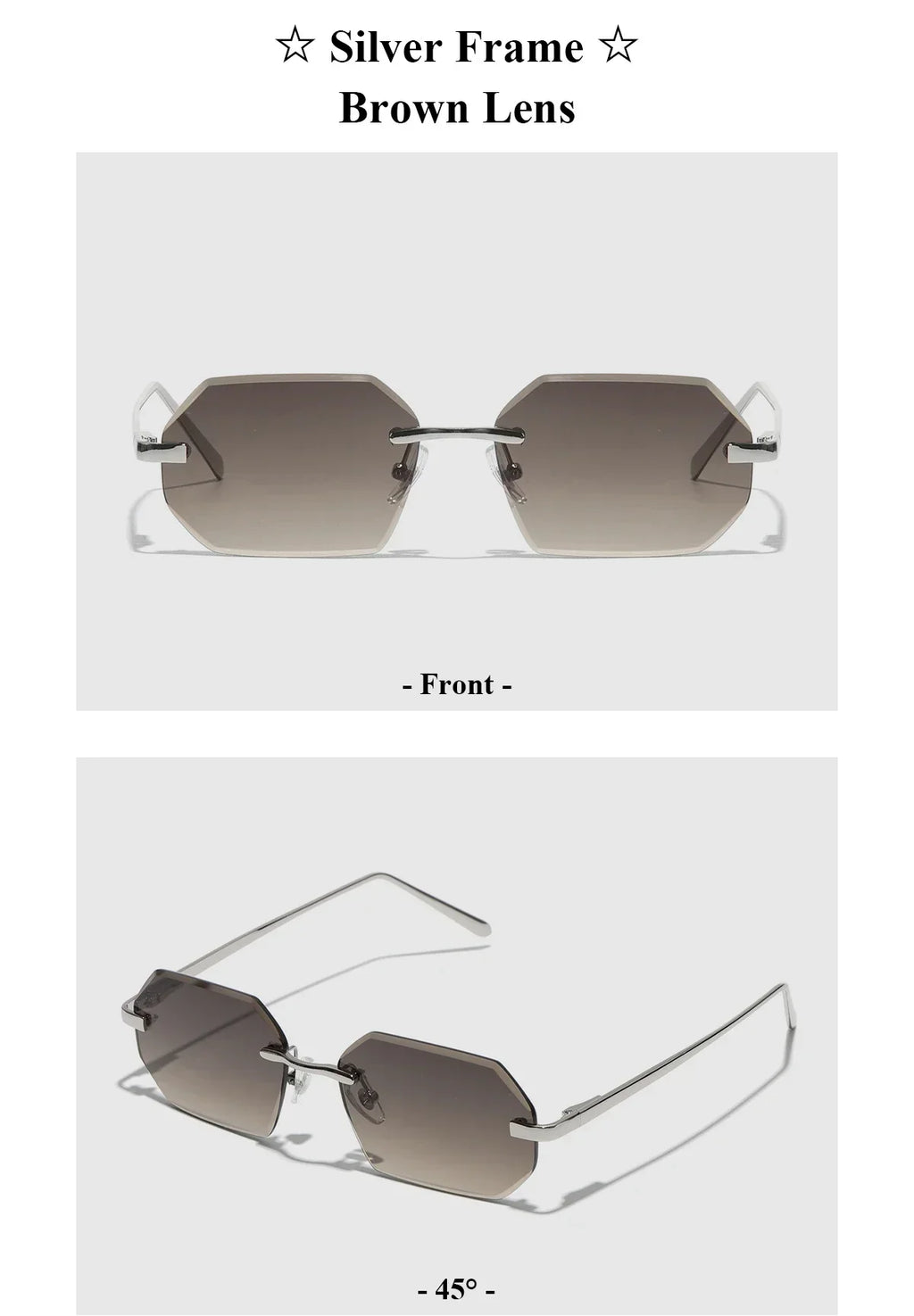 Sunglasses Men Brand Designer Fashion Rimless Sun Glasses Shades Diamond Cut Lens Ladies Frameless Metal Eye glasses
