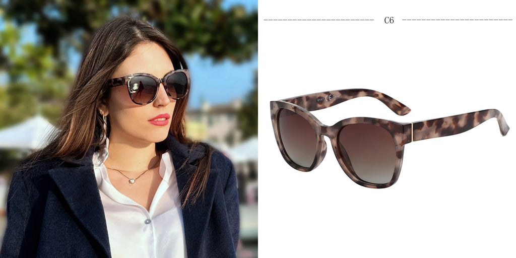 Fashion Cateye Polarized Sunglasses for Women - Oversized Sun Glasses UV400 Protection Retro Shades Designer Style