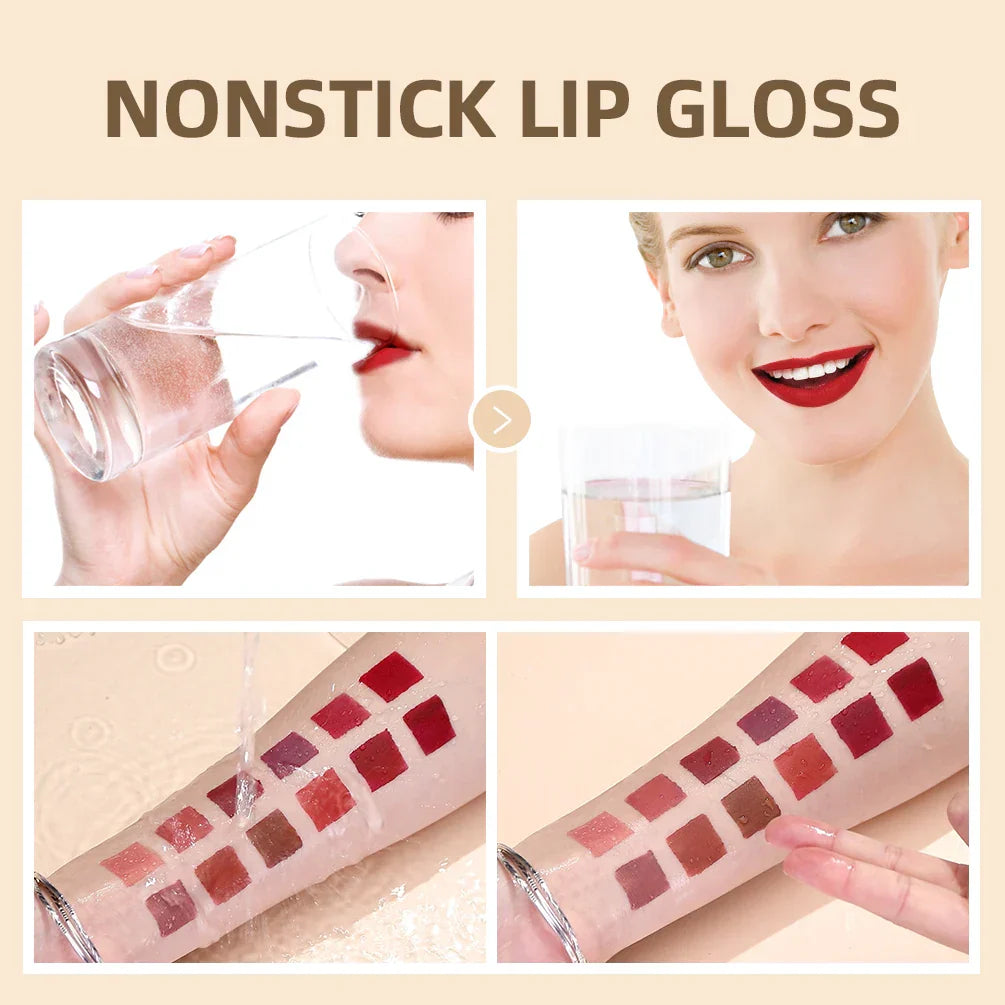 12 Colors Matte Liquid Lipstick Sets Lip Gloss Waterproof Long Lasting Sexy Red White Black Nude Lipgloss Makeup Sets