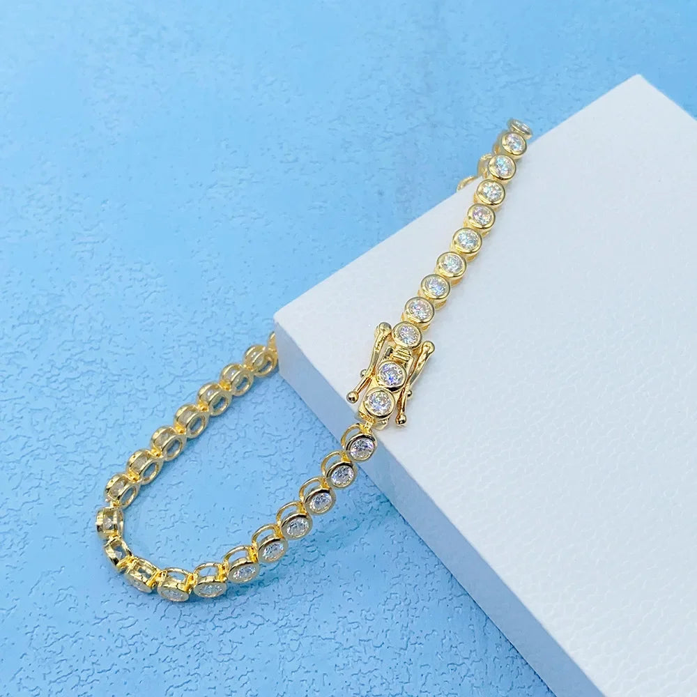 Luxury Bubble 2/3mm D Color Full Moissanite Tennis Necklace for Women S925 Silver Plated 18K Diamond Neck Chain Necklaces