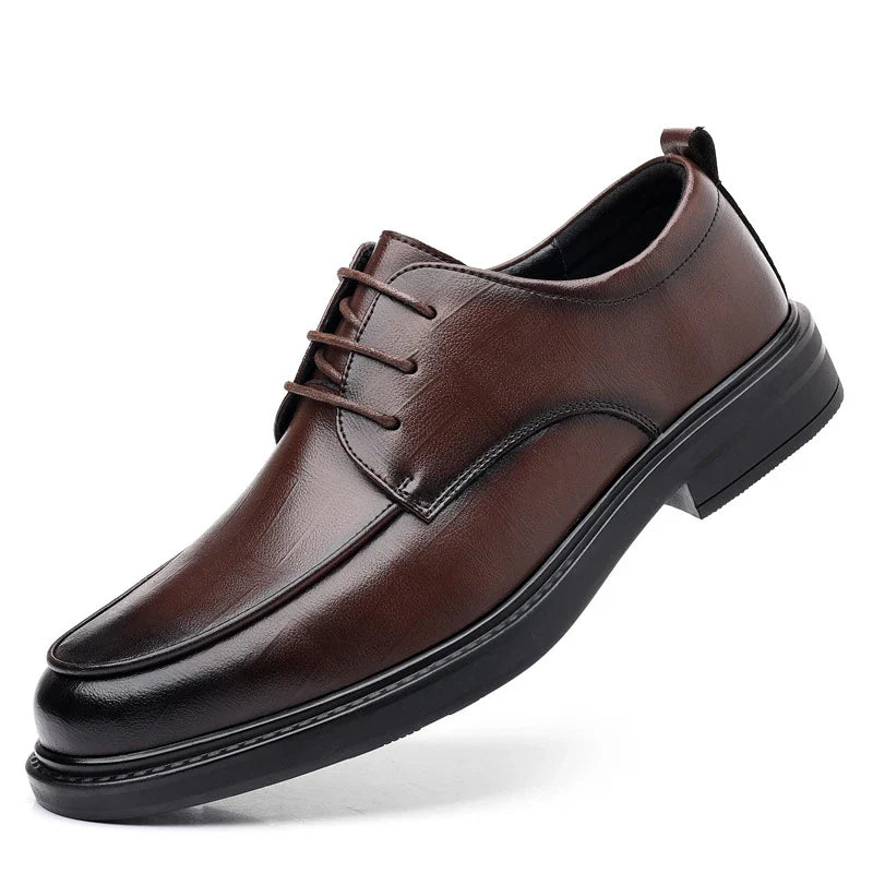 Leather Shoes Men's Four Seasons Business Formal British Casual Commuting Style Black Heightening Wedding Groom's Shoes New