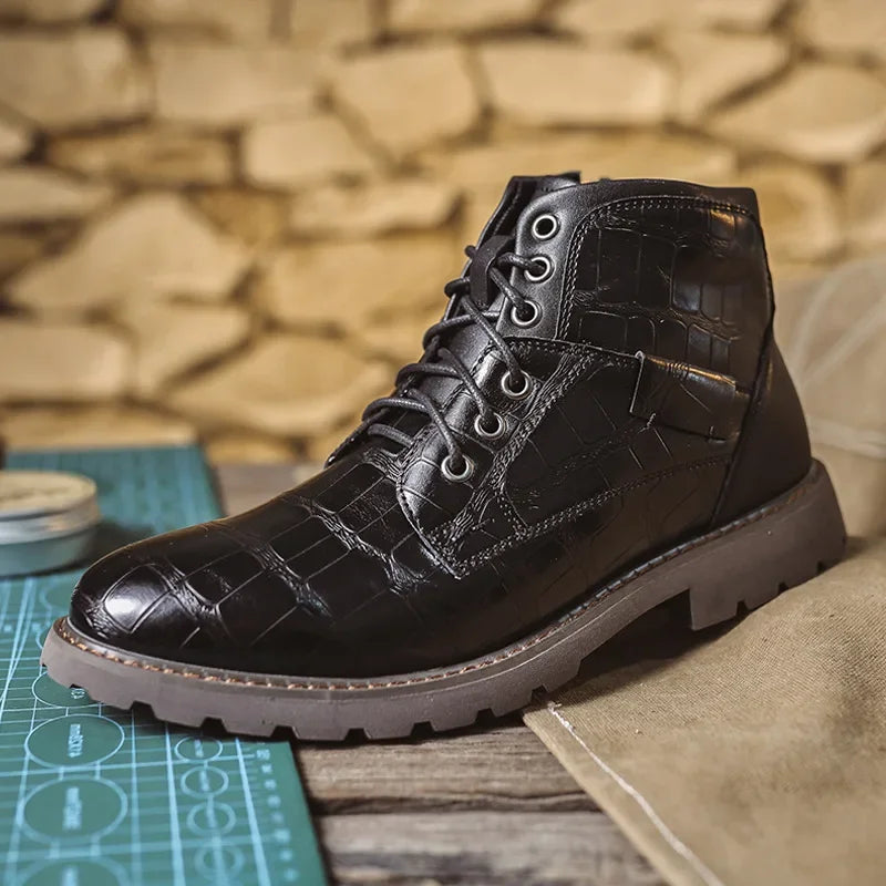 Genuine Leather Men's Boots Fashion Men's Casual Leather Shoes British Style Male Boots High Quality Shoes for Men 2024 Botines