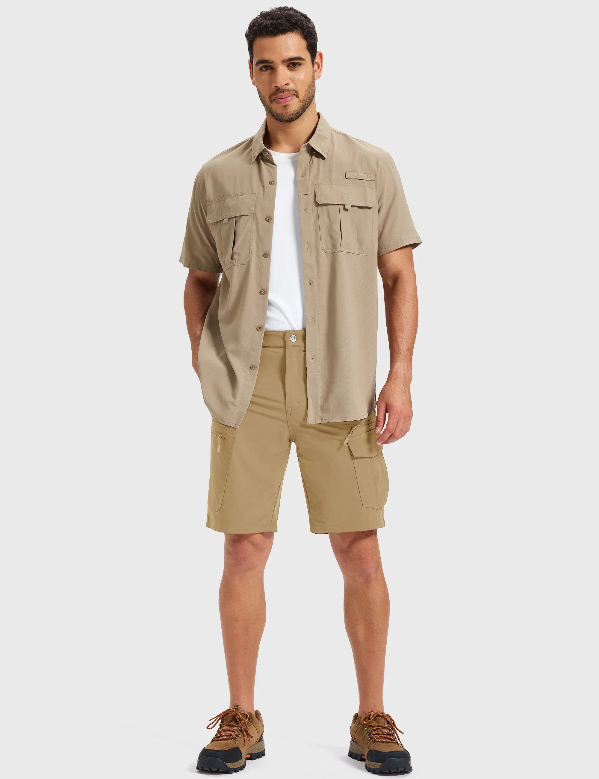 UPF 50+ Hiking Cargo Shorts with 7 Pockets Men 9" Quick Dry Lightweight Nylon Shorts Outdoor Work Shorts Fishing Casual