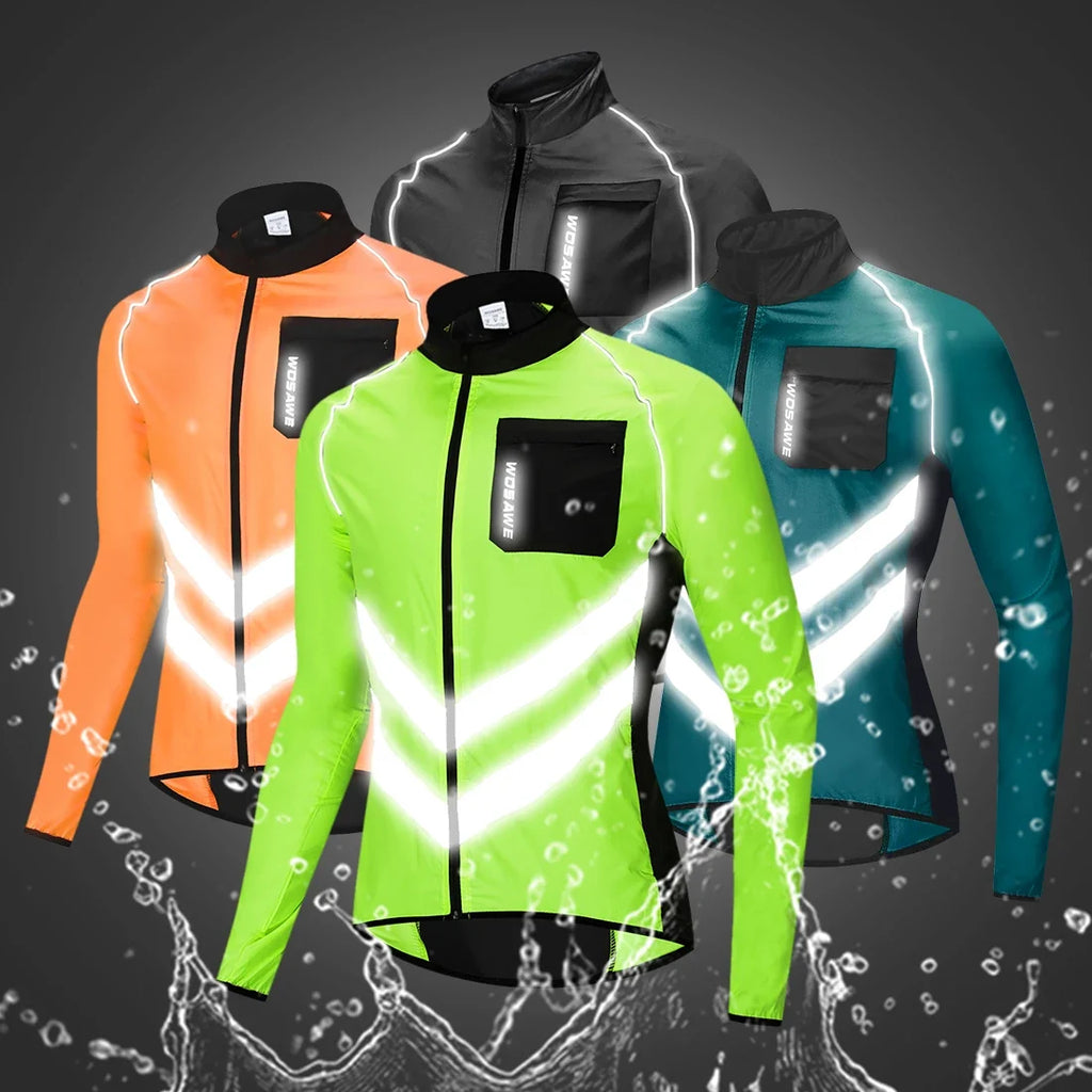 Reflective Cycling Windbreaker Men MTB Bike Jacket Moto Coat Windproof Camping Fishing Cycling Clothes Multi-use Jersey