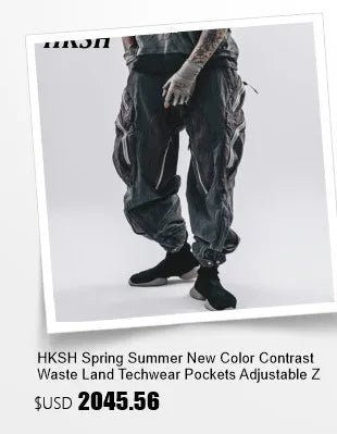 Summer New Men Tide High Street Drawstring Pocket Sports Casual Safari Style Shorts Loose Light Luxury Simple Capris HK4528